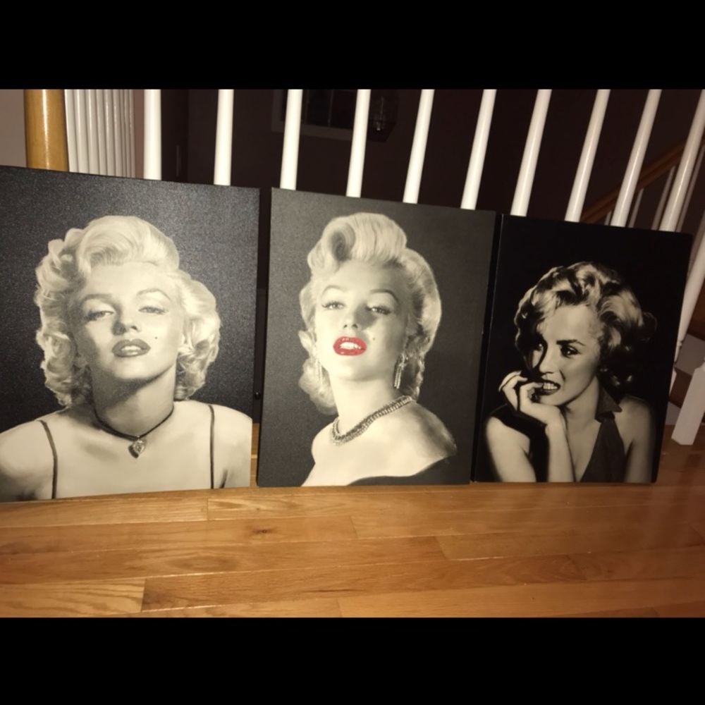 3 Black&White Marilyn Monroe wall-art canvases